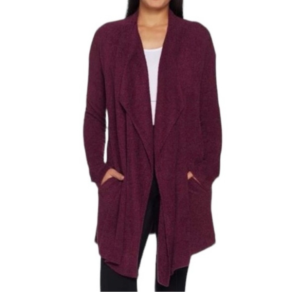 ✨ Barefoot Dreams ✨ Cozy Chic Lite Ribbed Island Wrap Cardigan Dark Sienna S / M